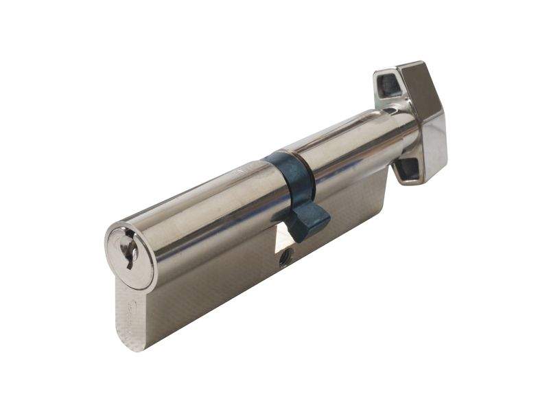 Цилиндр профильный MAXBAR с плоской ручкой CVG/K 45 (ручка)/50 (ключ), никелированный — изображение 3