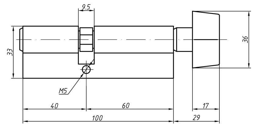 Цилиндр профильный MAXBAR с плоской ручкой CVG/K 60(ручка)/40(ключ),никелированный — изображение 2