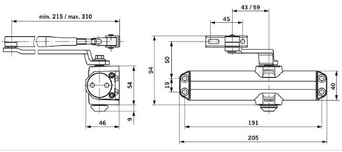 Доводчик MAXBAR 100 Size2/3/4 с тягой, Белый RAL9016 — изображение 2