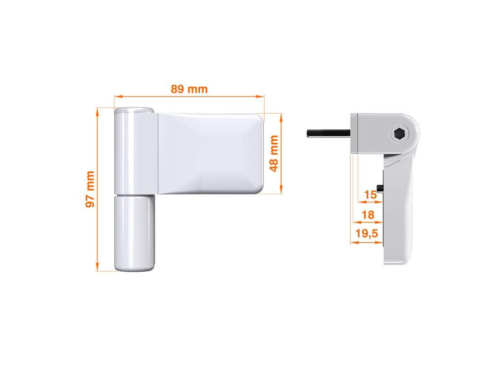 Петля дверная ELEMENTIS серия IQ Mini 16-19 мм, Белый RAL9016 — изображение 2