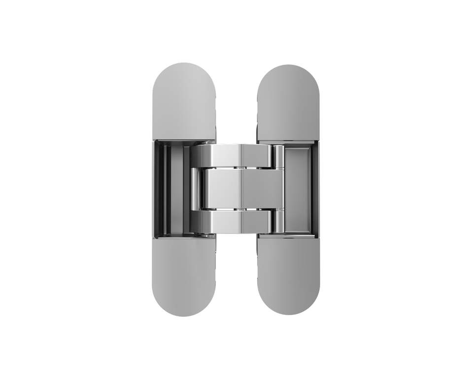(1 кор.=2 петли) Петля скрытая ELEMENTIS, универсальная, 3D, 120x30 мм, 80 кг, цамак, серебро матовое, — изображение 7
