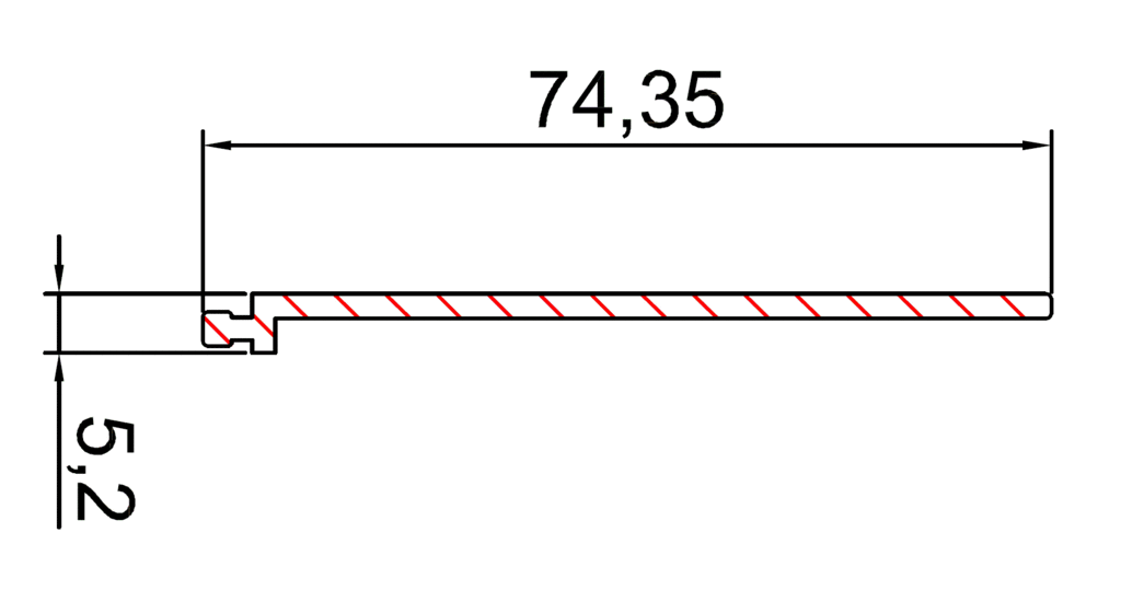 Профиль крышки для зоны прохода TST 6250 мм, неокрашенный, 25505501120