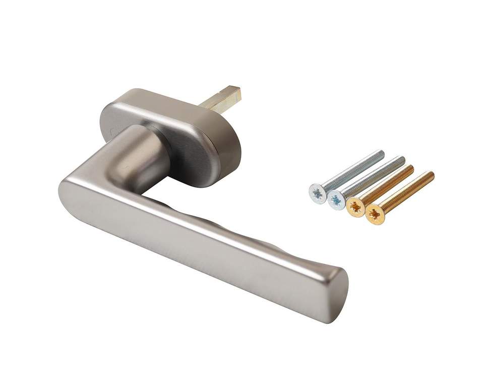 Ручка оконная алюминиевая  HOPPE Hamburg SecuForte, штифт vario fit 32-42 мм, 45°, 2 винта М5х45,  2 винта М5х50, титан — изображение 3