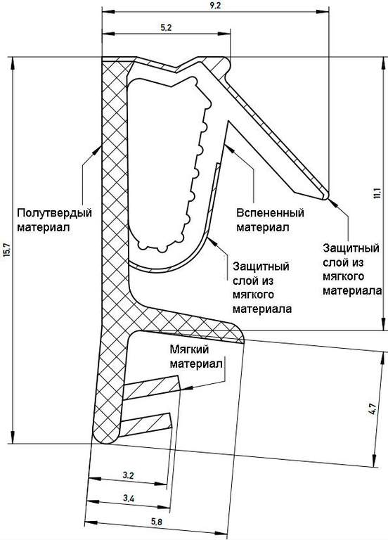 Уплотнитель для деревянных евроокон на наплав и фальц створки, ширина паза 3 мм, ТЭП, темно-коричневый RAL 8014 — изображение 2