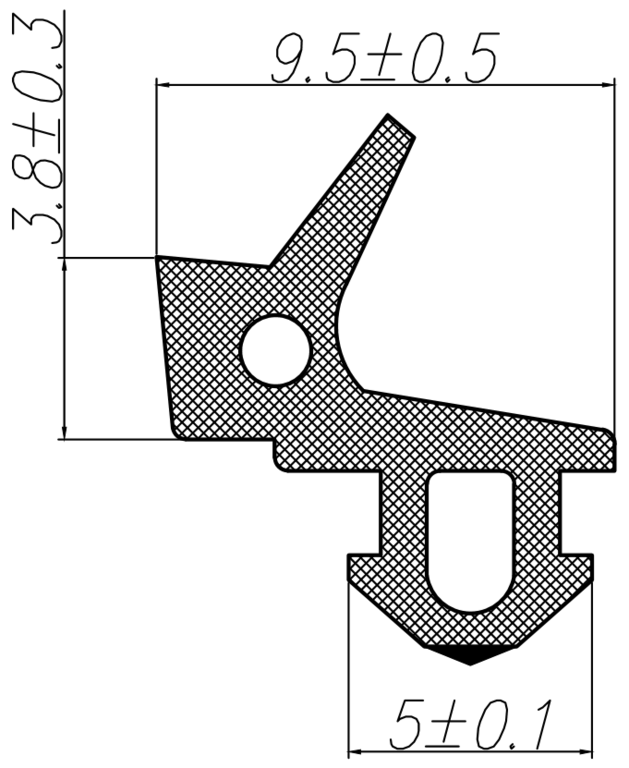Уплотнитель для профиля KBE (255) (стеклопакет), серый, 'ELEMENTIS', ТЭП