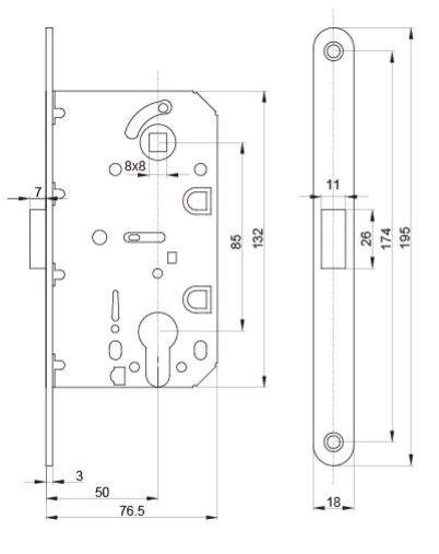 Замок магнитный MAXBAR с ответной планкой, 50x85x18, PZ, универсальный, черный матовый