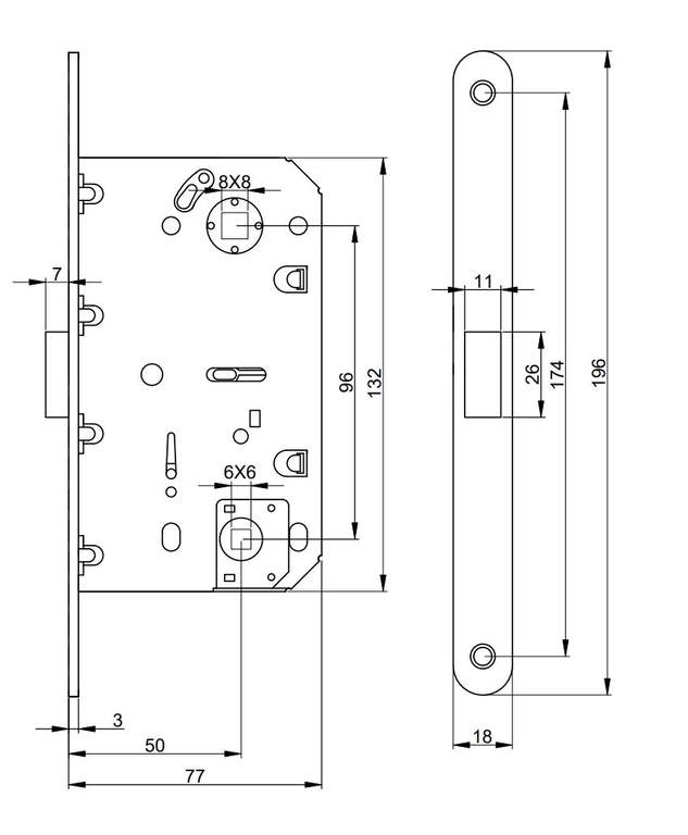 Замок магнитный MAXBAR с ответной планкой, 50x96x18, для сантехнических узлов , универсальный, бронза античная — изображение 3