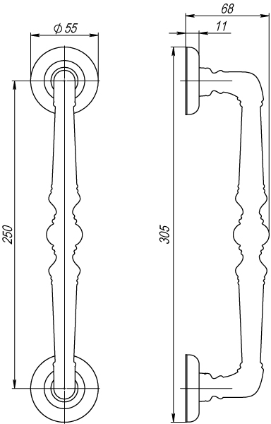35297 , Ручка-скоба Fuaro (Фуаро) PULL.SM250.PALAZZO MAB-6 (PALAZZO PULL SM) темная бронза — изображение 3