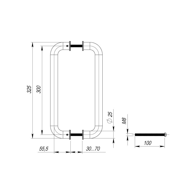35825 , Ручка-скоба Fuaro (Фуаро) PULL.PH25/300.21 INOX 304 (PH-21-25/300-INOX) — изображение 3