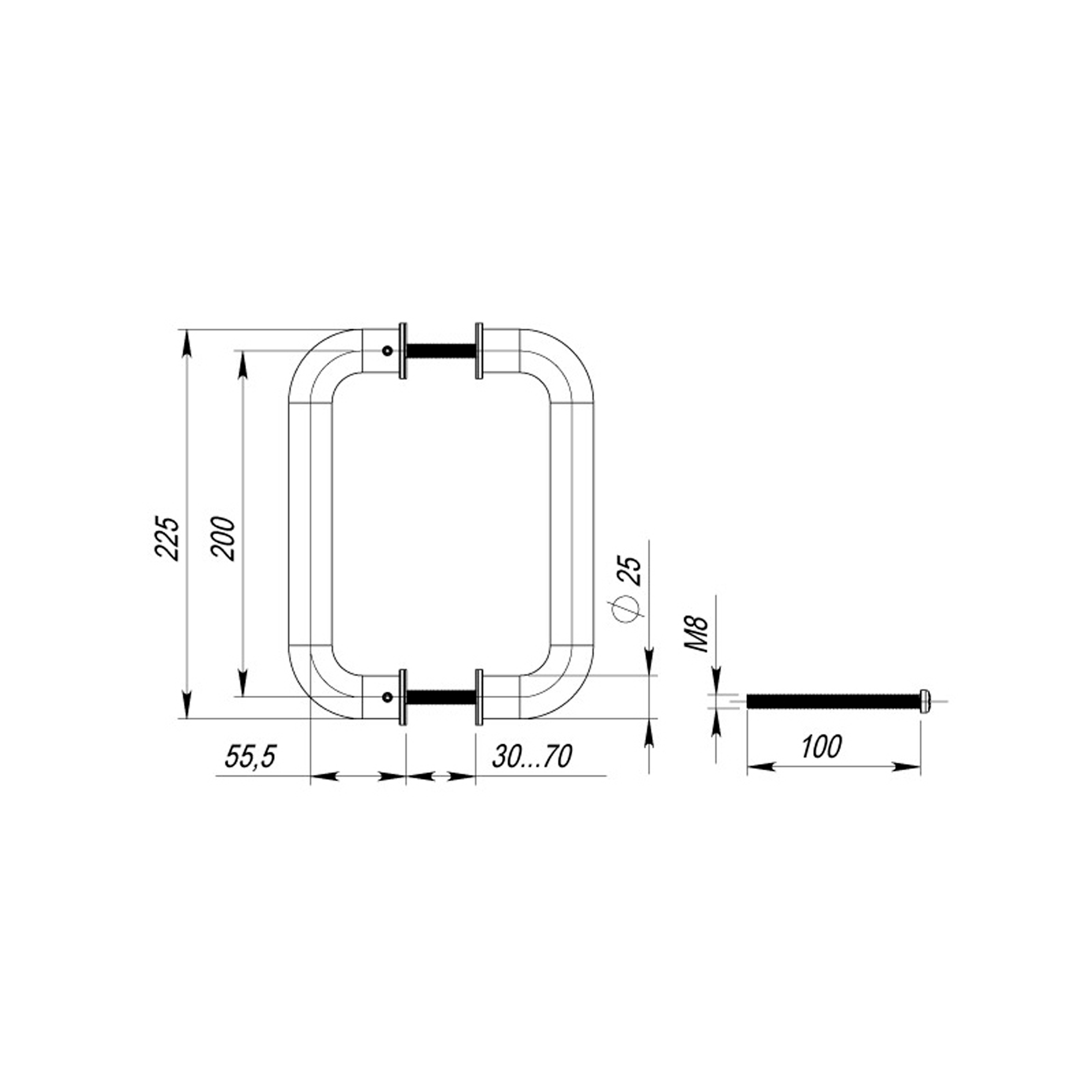 35827 , Ручка-скоба Fuaro (Фуаро) PULL.PH25/200.21 INOX 304 (PH-21-25/200-INOX) — изображение 3