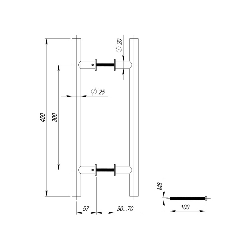 35829 , Ручка-скоба Fuaro (Фуаро) PULL.PH25/300.22 INOX 304 (PH-22-25/300-INOX) — изображение 3