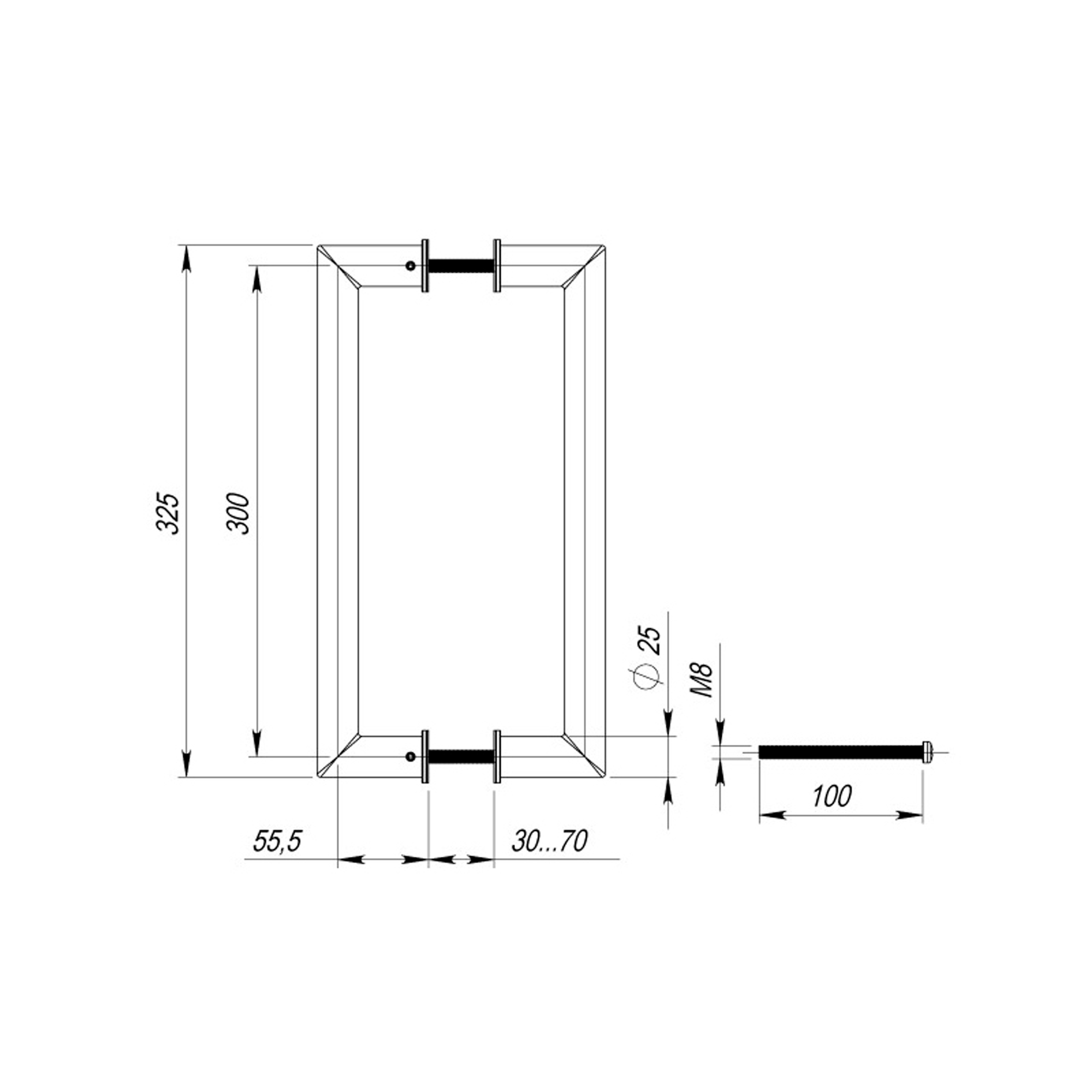 35831 , Ручка-скоба Fuaro (Фуаро) PULL.PH25/300.23 INOX 304 (PH-23-25/300-INOX ) — изображение 3