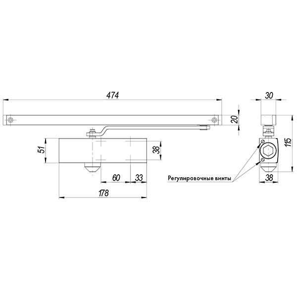 38047 , Доводчик Armadillo (Армадилло) дверной со скользящей тягой DCSLIDER85 (DCS-85) BR (коричневый) — изображение 2