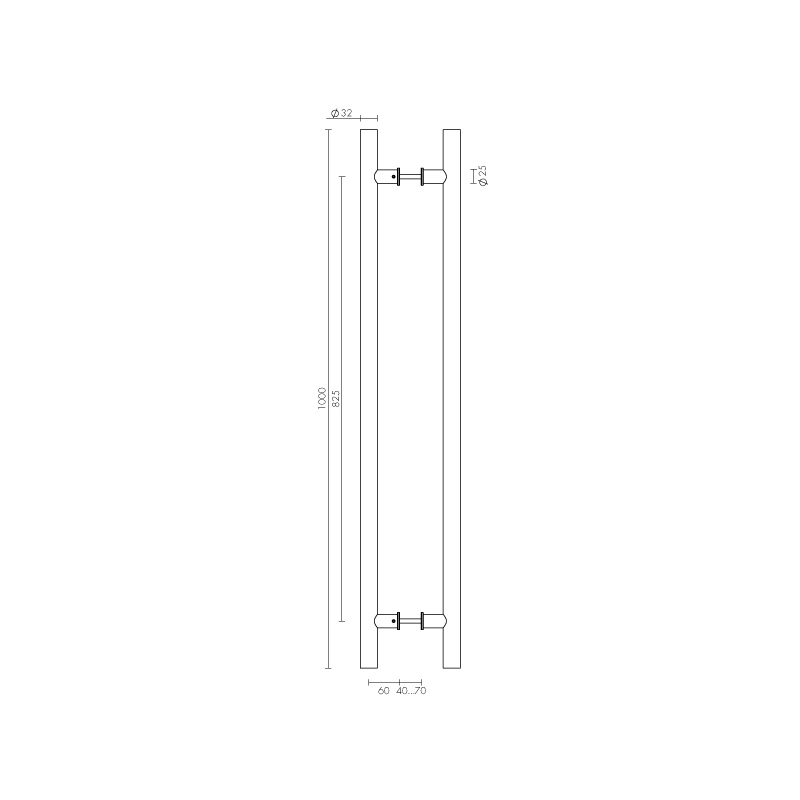 39045 , Ручка-скоба Fuaro (Фуаро) PULL.PH25/825.22 INOX 304 (PH-22-25/825-INOX) — изображение 2