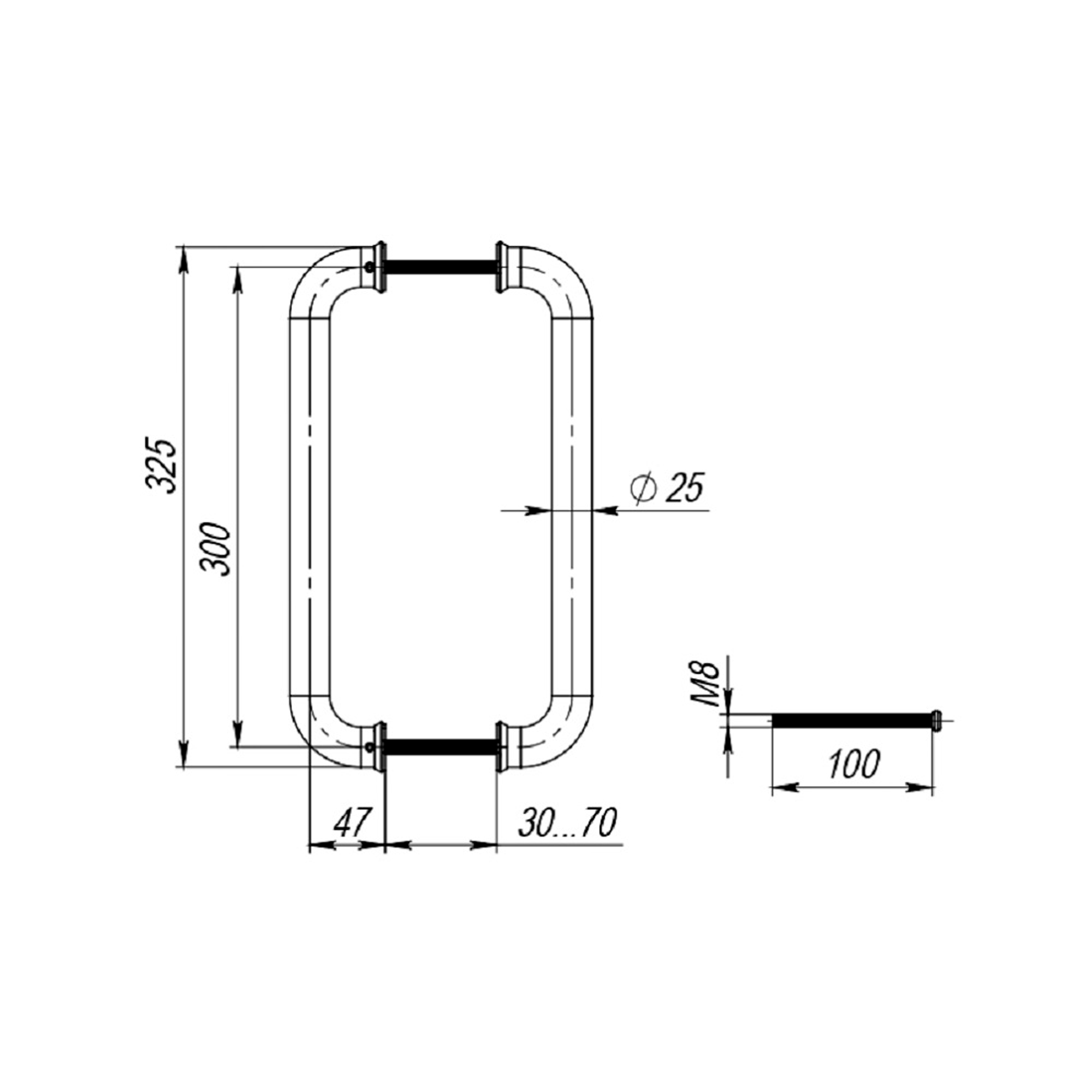 43173 , Ручка-скоба Fuaro (Фуаро) PULL.PH25/300.21 INOX 201 (PH-21-25/300-INOX) — изображение 3