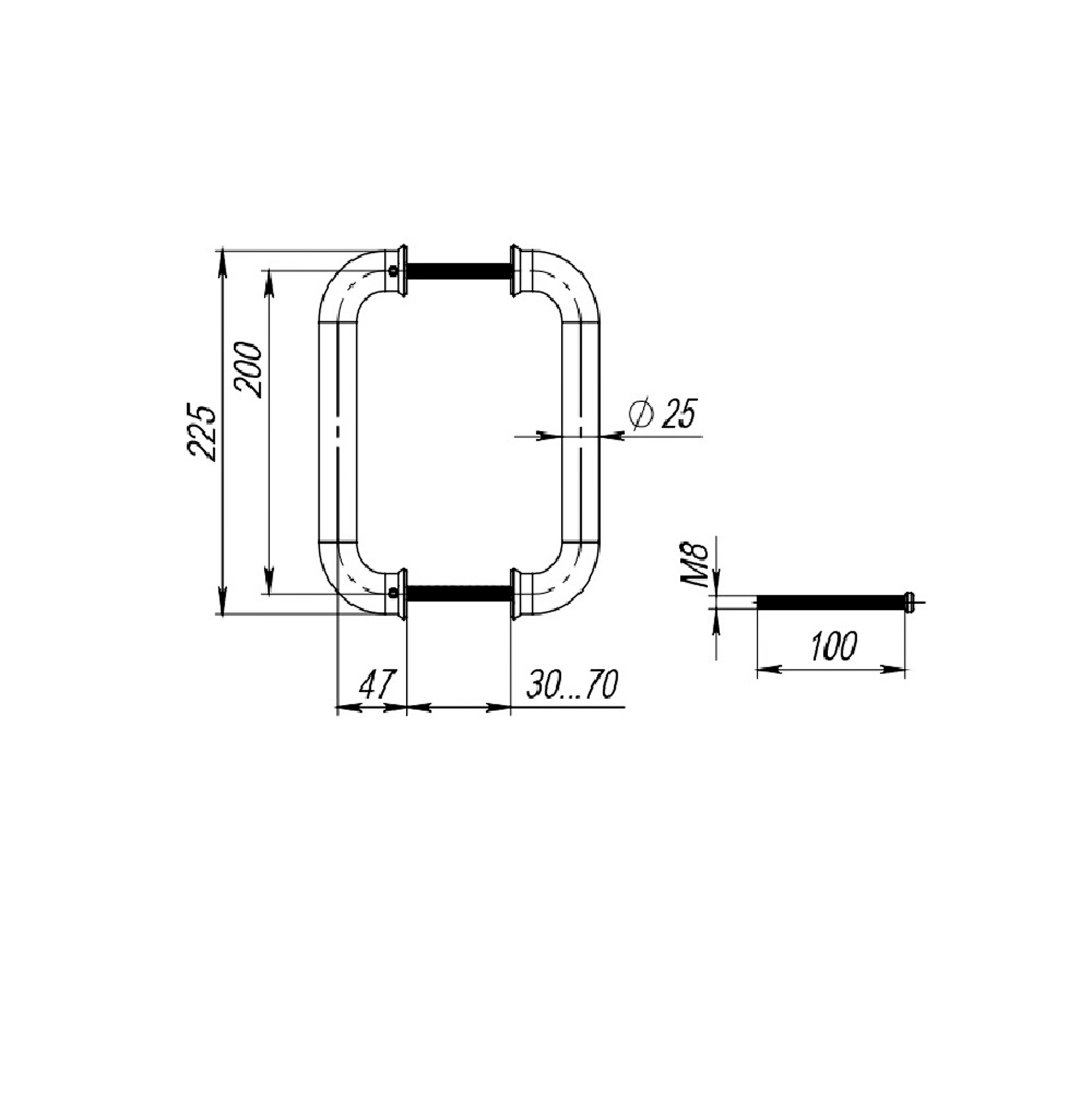 43175 , Ручка-скоба Fuaro (Фуаро) PULL.PH25/200.21 INOX 201 (PH-21-25/200-INOX) — изображение 3