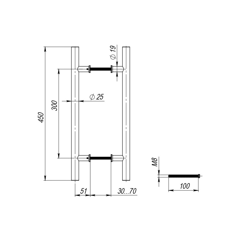 43177, Ручка-скоба Fuaro (Фуаро) PULL.PH25/300.22 INOX 201 (PH-22-25/300-INOX) — изображение 3