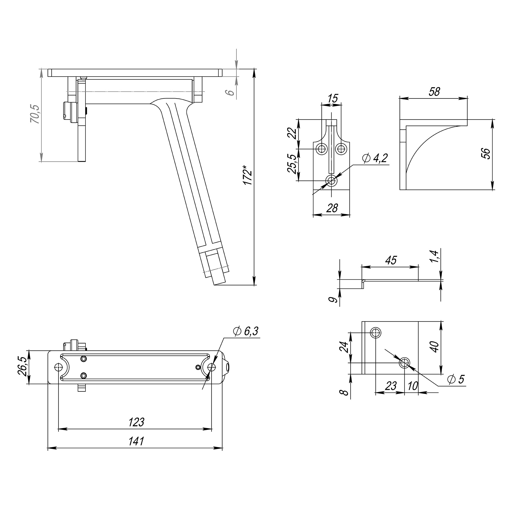 50105 , Координатор Fuaro (Фуаро) закрывания двустворчатых дверей DC-1002 INOX 304 (от 40 до 200 кг) — изображение 3